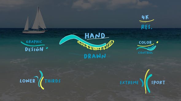 FCPX漂亮的手绘卡通液体字幕标题 Hand Drawn Titles