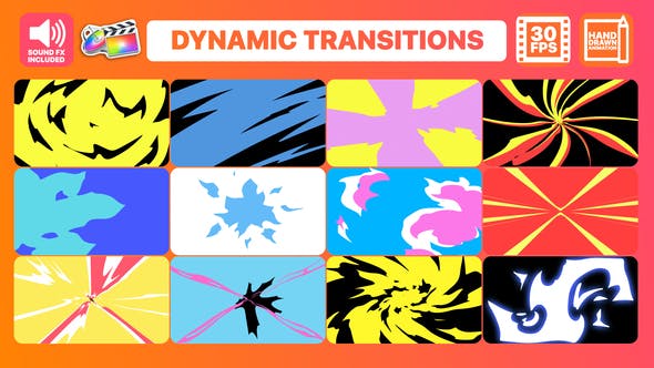 FCPX转场 炫丽多彩动态过渡转场效果 Dynamic Transitions