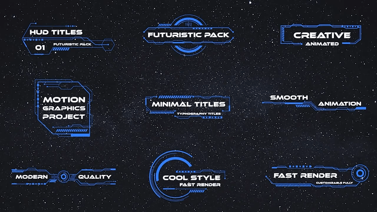 FCPX插件9个高科技科幻信息化动态HUD元素标题文字字幕条动画 HUD Titles V2