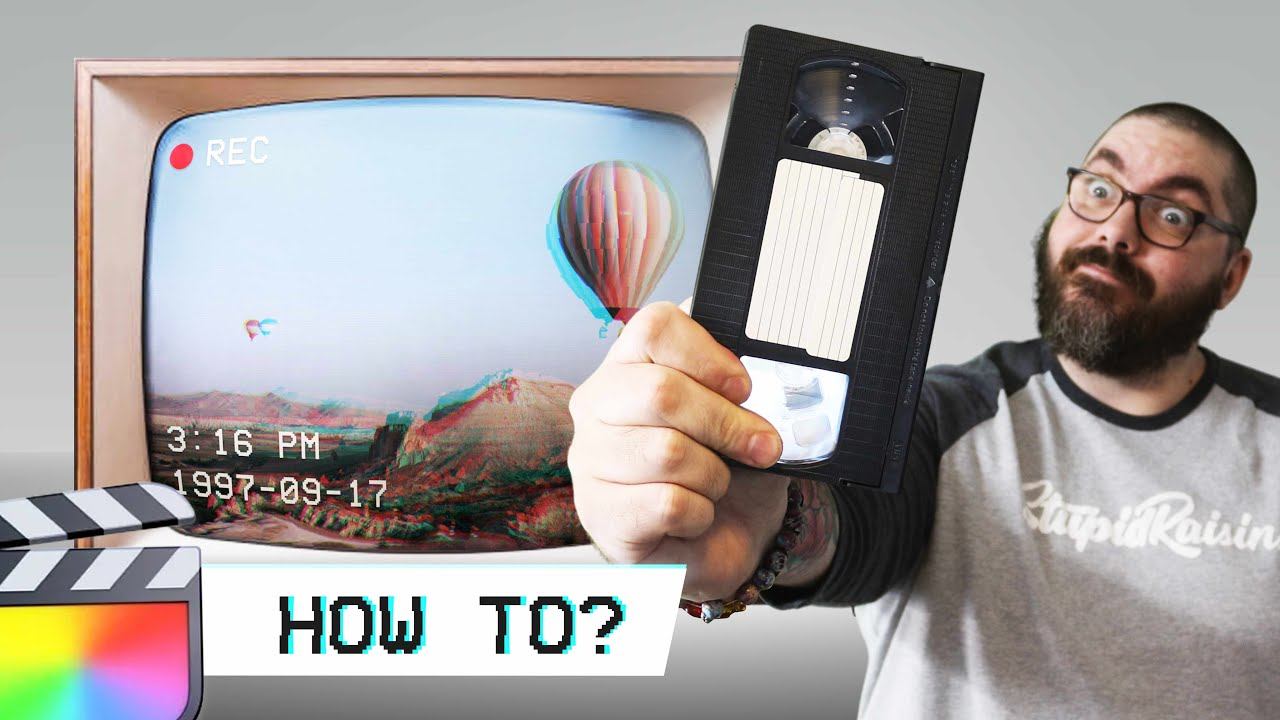 FCPX插件29个画面复古失真干扰故障录像带标题转场效果VHS Pop