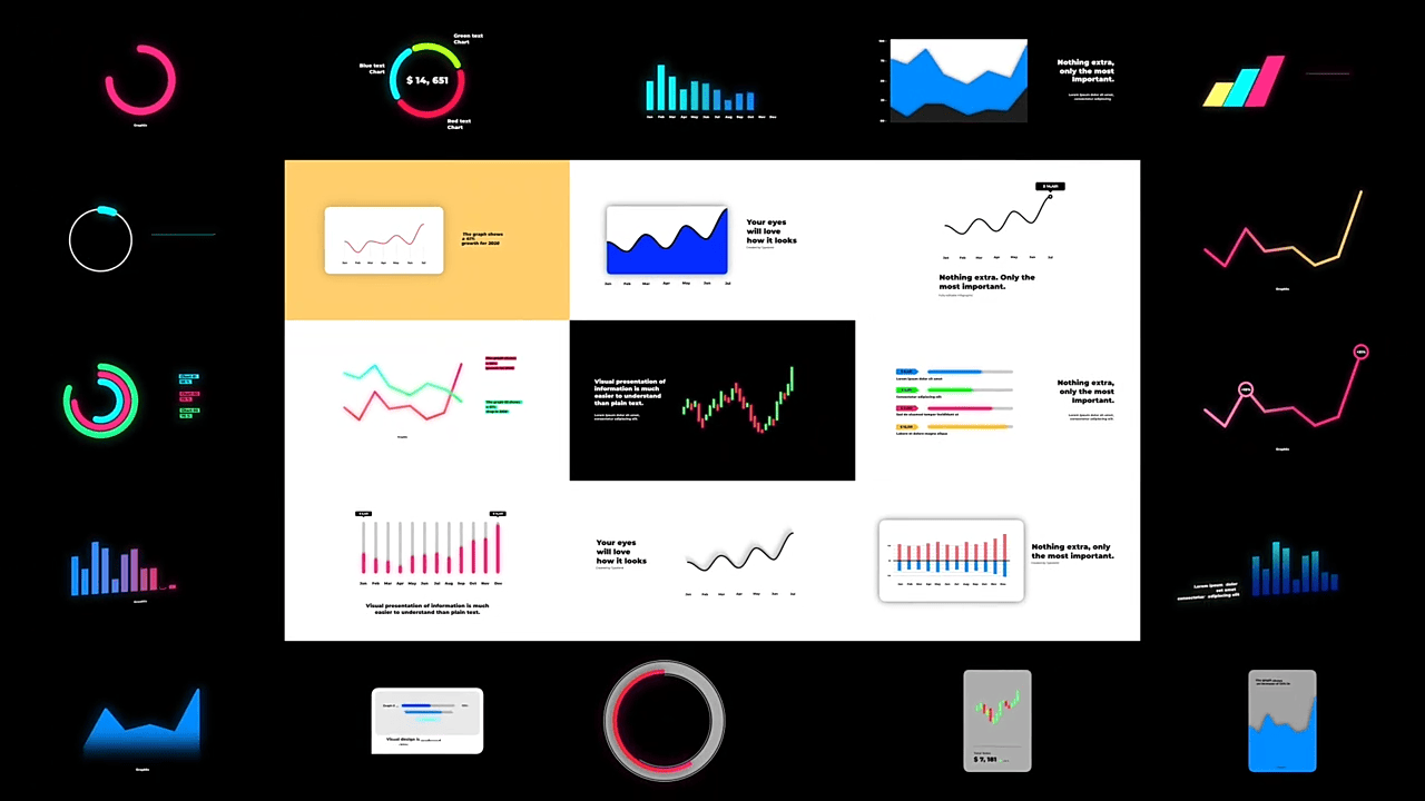 FCPX插件25种公司企业商务信息数据图表展示动画Infographics