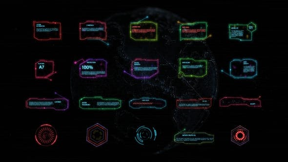 FCPX标题插件20组科幻数码高科技HUD界面标注标题Hud Interface