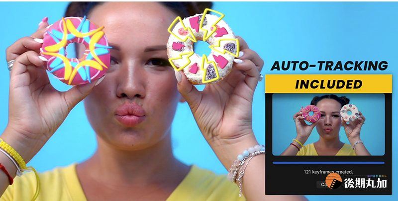 可运动追踪的几何图形动态元素视频后期自动跟踪mg动画fcpx插件