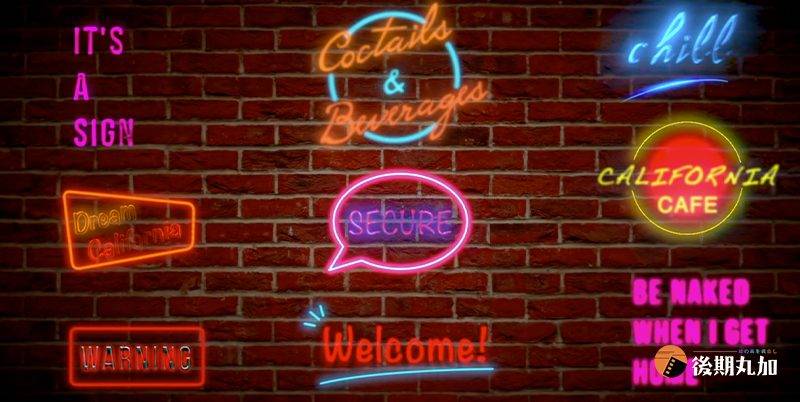 FinalCut霓虹灯复古灯牌闪烁效果标题动画字幕效果fcpx插件支持m1