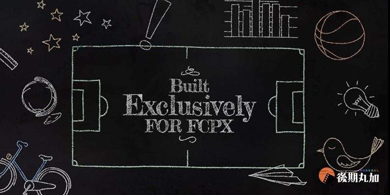 FinalCut黑板粉笔可爱手绘卡通图形标题小动画MG元素贴纸fcpx插件.HQ15940