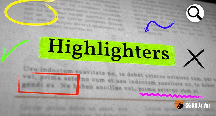 FCPX插件33个圆圈方框箭头划线标注文字高亮突出显示动画预设LenoFX Highlighters-HQ19254