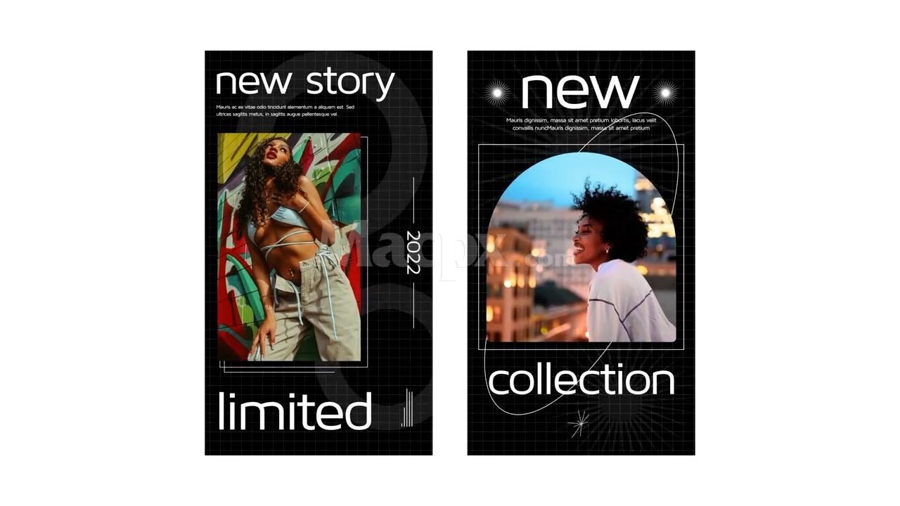 FCPX插件-5款竖屏时尚人物出场包装文字介绍故事finalcutpro片头动画模板「要求FCPX10.4.6以上」HQ21846